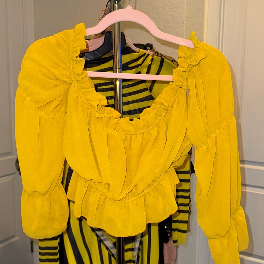 Yellow Ruffle crop top